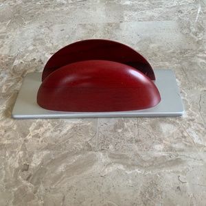 Solid Wood Rosewood & Silver Finish Letter Holder